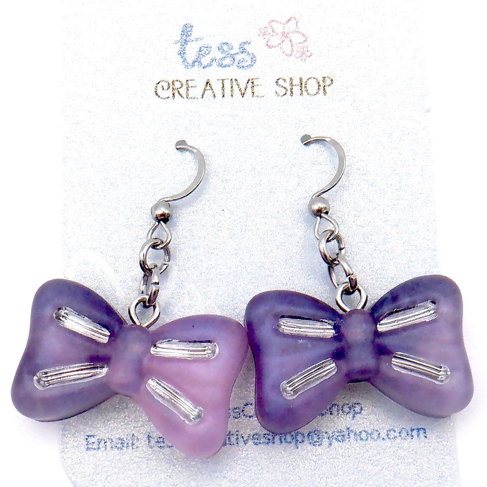 Handmade Resin Bow Earrings NEW